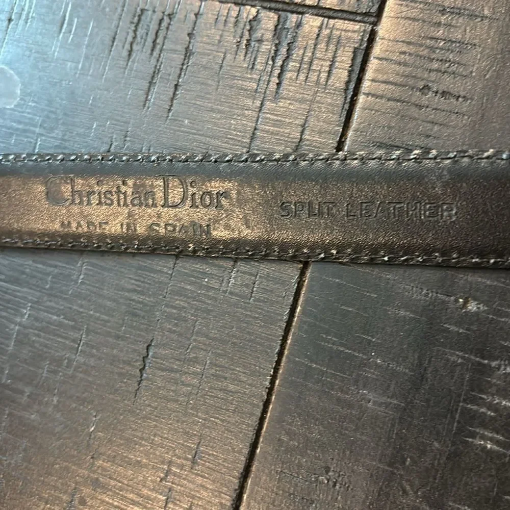 Vintage Christian Dior Spain Black Split Leather Size 40 Belt Men’s​​​​​